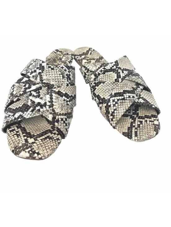 Shoes - Qupid Black /brown /ivory Snake Print Faux Leather Slides Sandals, Size 7